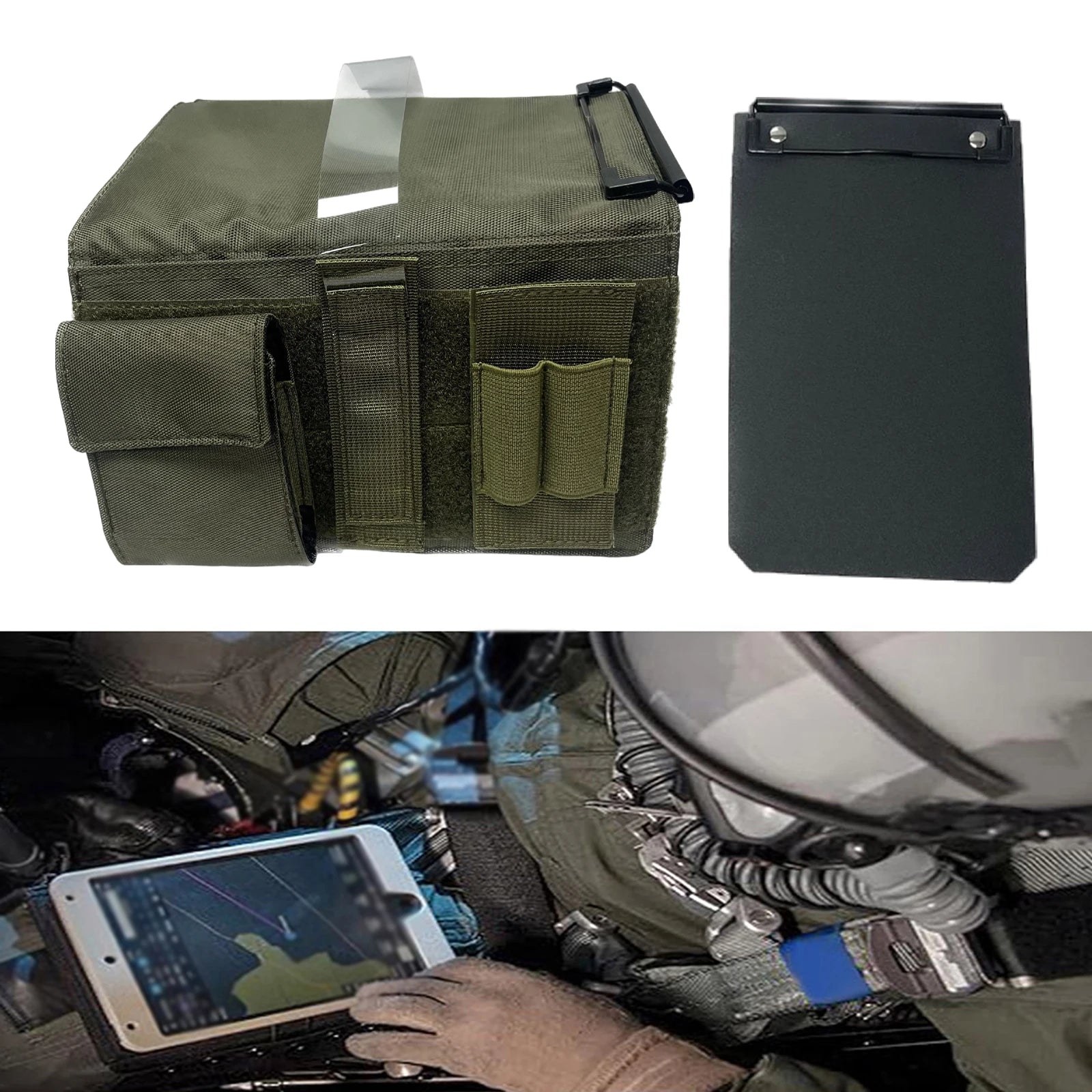 Prancheta de Perna para Piloto (Kneeboard Coxal) com Suporte para Anotações