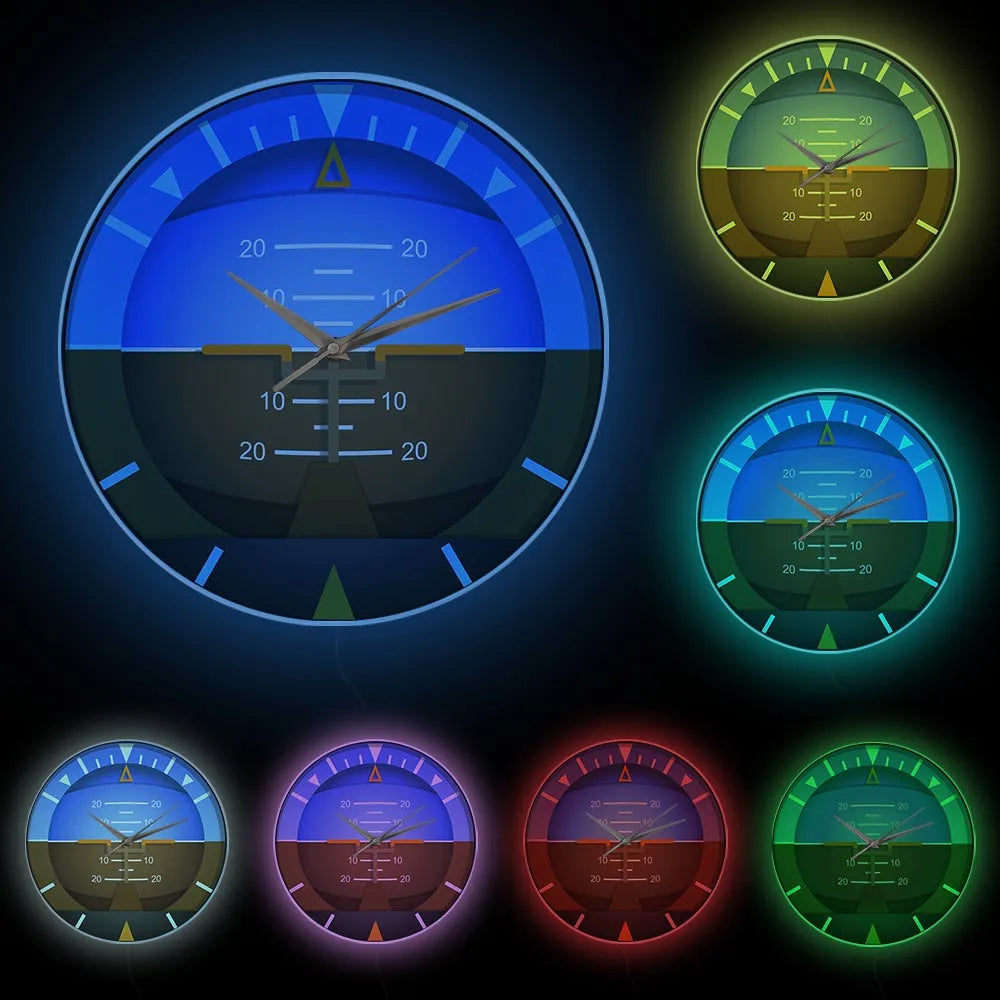 Relógio de Parede Indicador de Atitude Aviação (Horizonte Artificial)