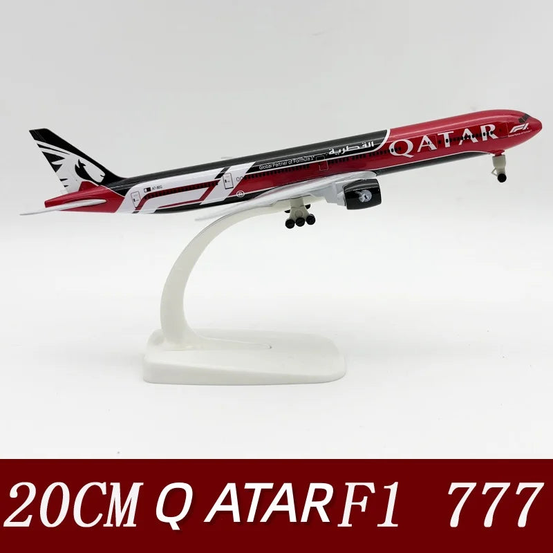 Miniatura de Avião Boeing 777-300 Qatar Airways Metal 20cm com Rodas