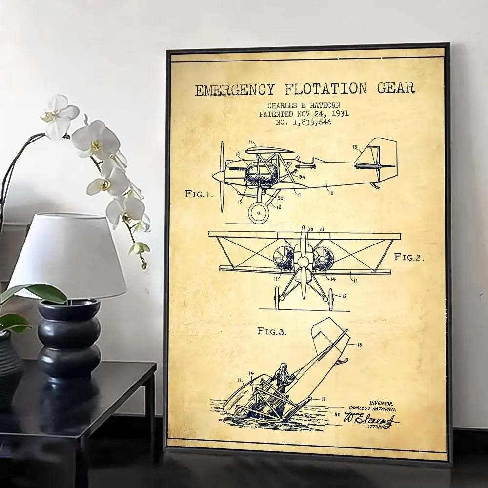 Poster Minimalista de Estrutura Aeronáutica Desenho Técnico Boeing