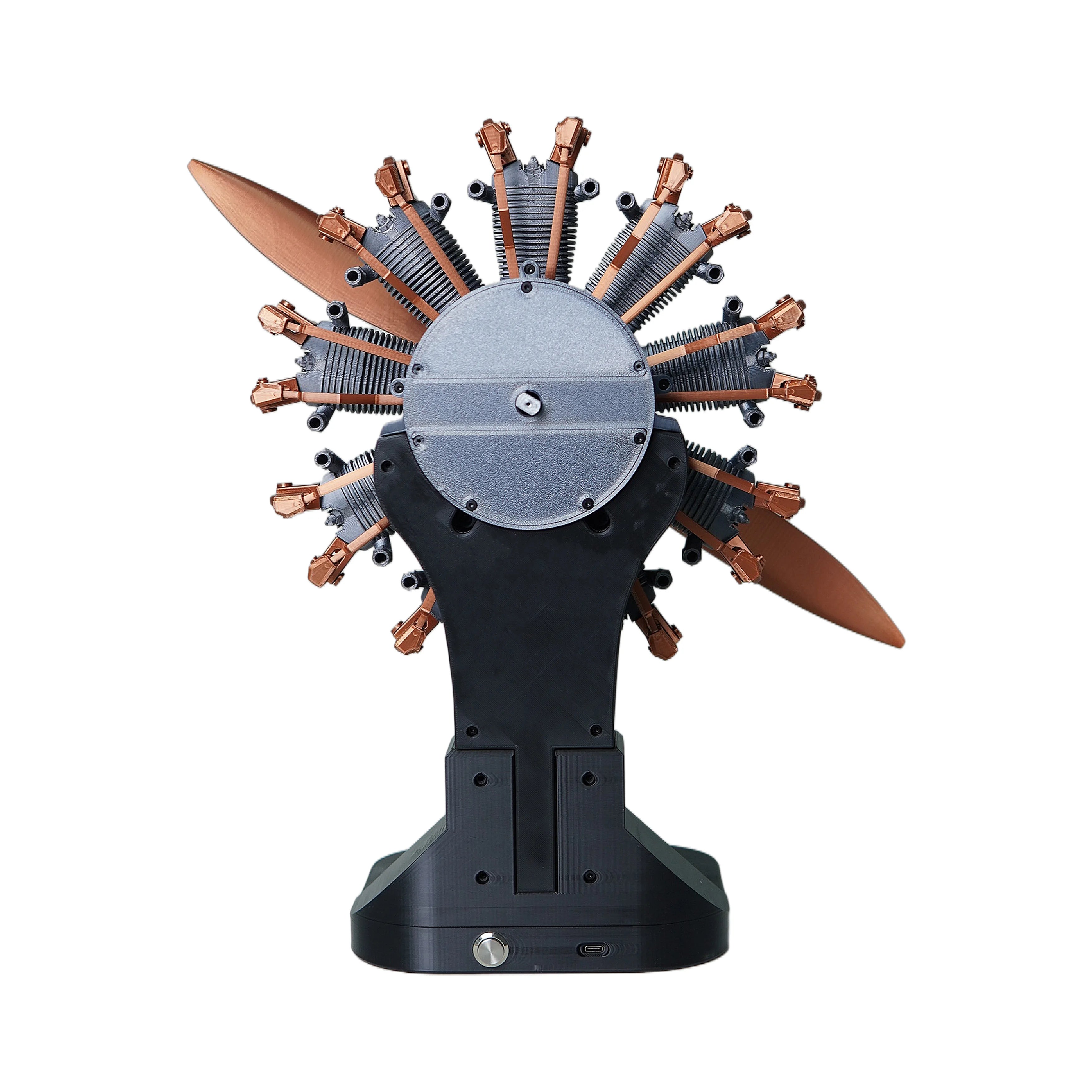 Modelo Motorizado de Motor Radial 9 Cilindros Vintage com Hélice