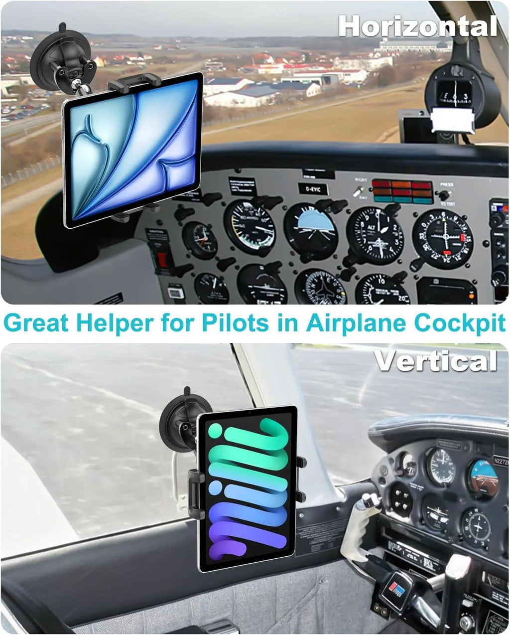 Suporte de Tablet com Ventosa e Braço Articulado para Cabine de Aviação