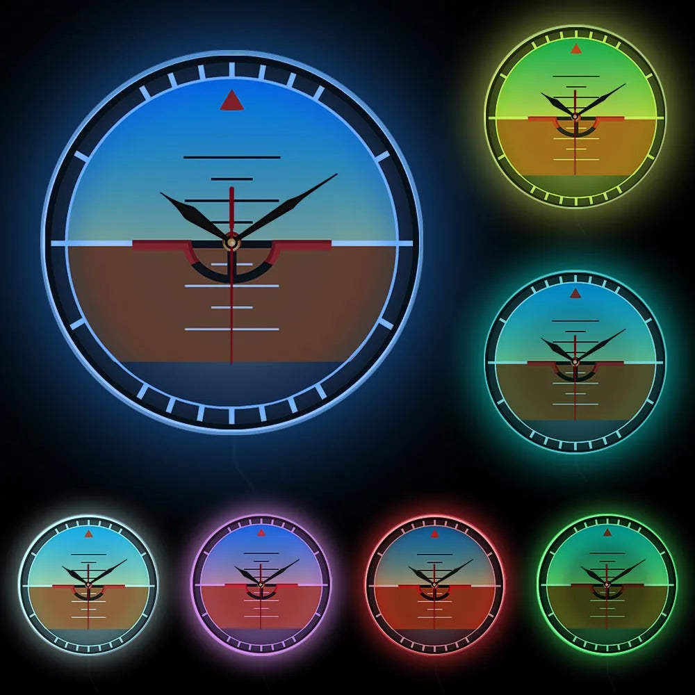 Relógio de Parede Indicador de Atitude Aviação (Horizonte Artificial)
