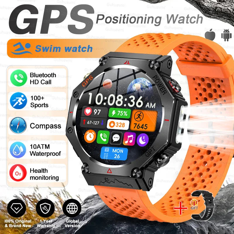 Smartwatch Militar T-Rex 3 Ultra GPS – Tela AMOLED, Bússola & Prova D'Água 10ATM