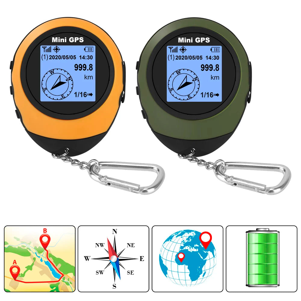 Mini GPS Portátil de Alta Precisão com Bússola e Altímetro