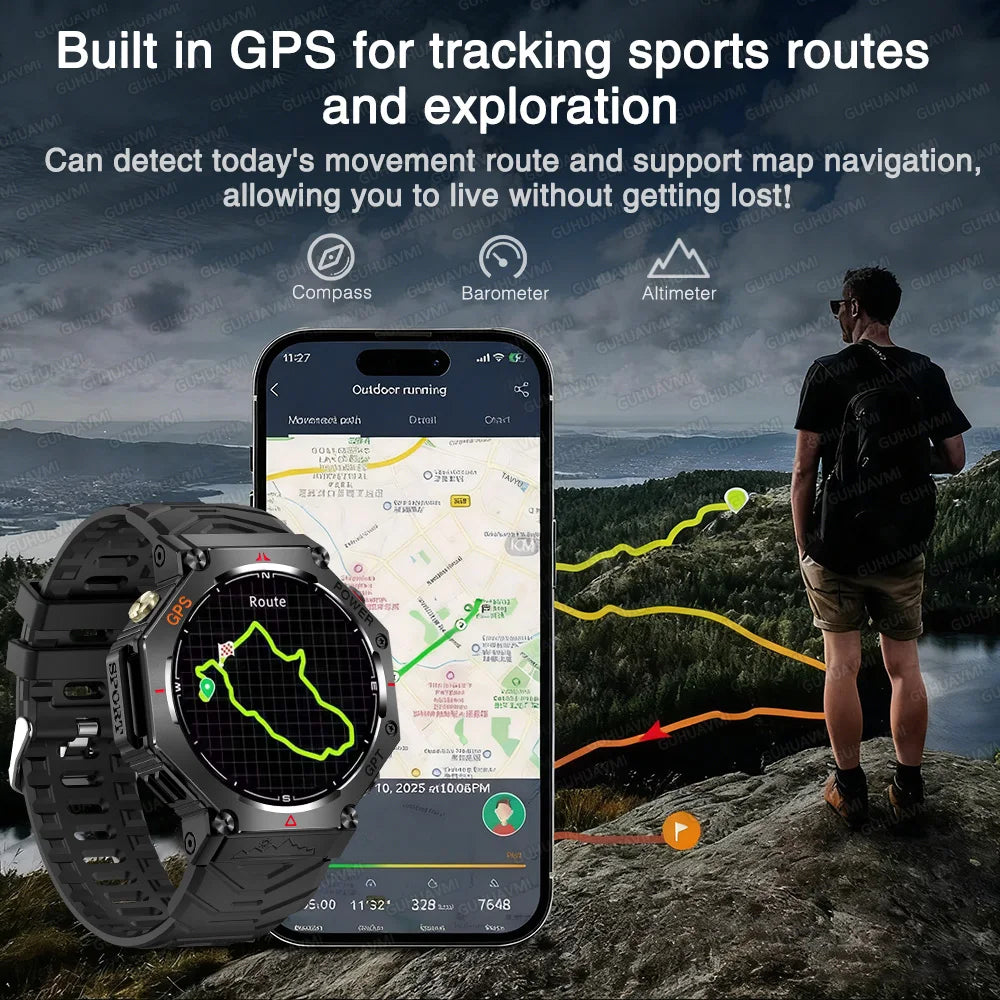 Smartwatch Militar T-Rex 3 Ultra GPS – Tela AMOLED, Bússola & Prova D'Água 10ATM