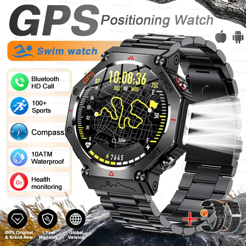 Smartwatch Militar T-Rex 3 Ultra GPS – Tela AMOLED, Bússola & Prova D'Água 10ATM