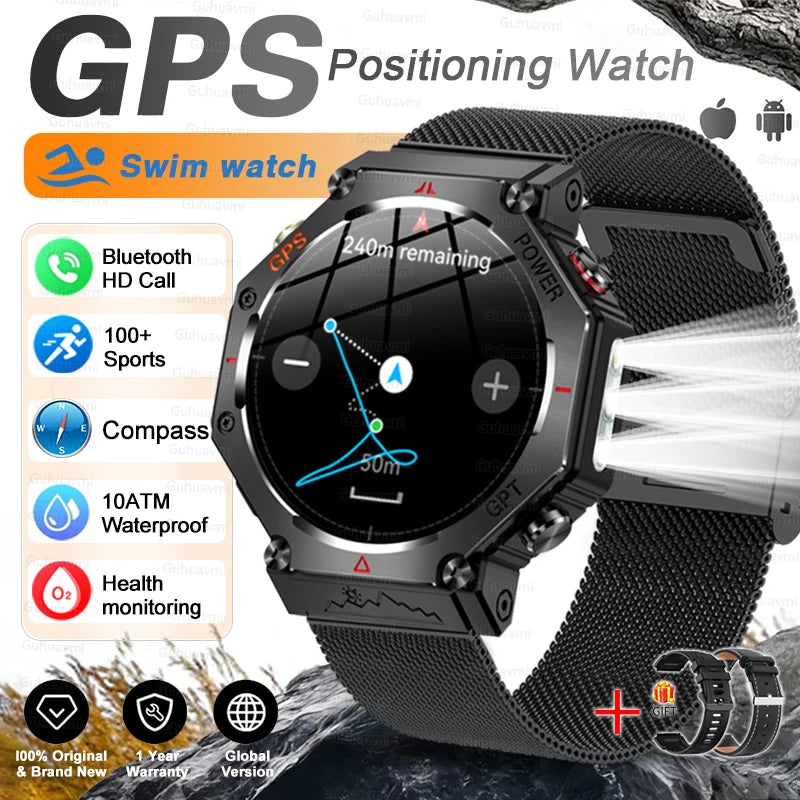 Smartwatch Militar T-Rex 3 Ultra GPS – Tela AMOLED, Bússola & Prova D'Água 10ATM