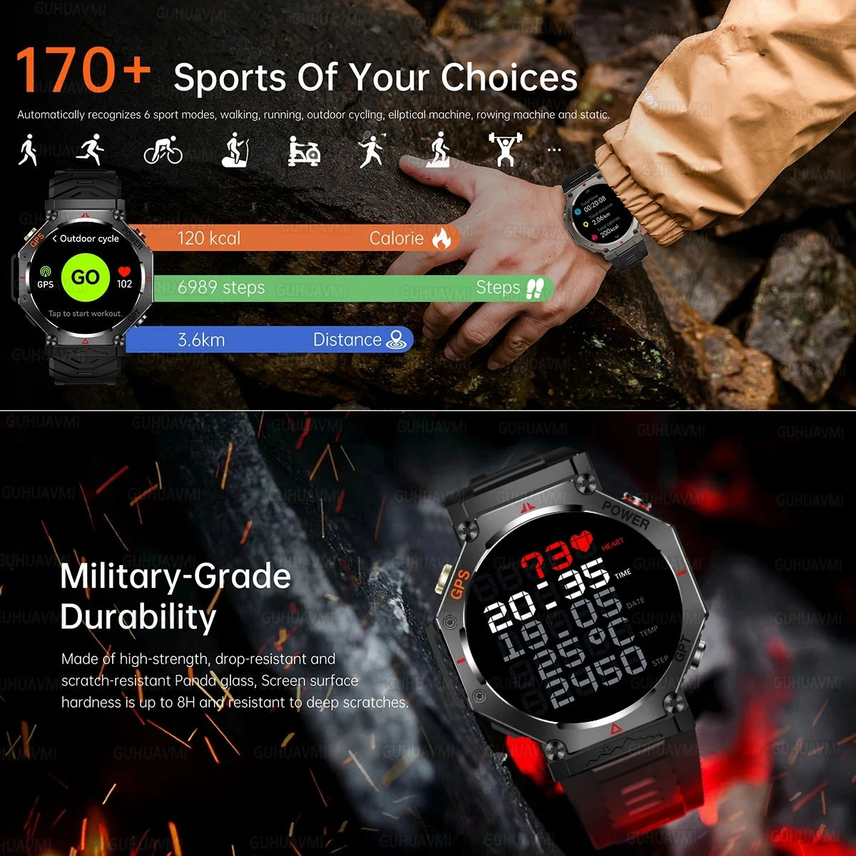 Smartwatch Militar T-Rex 3 Ultra GPS – Tela AMOLED, Bússola & Prova D'Água 10ATM