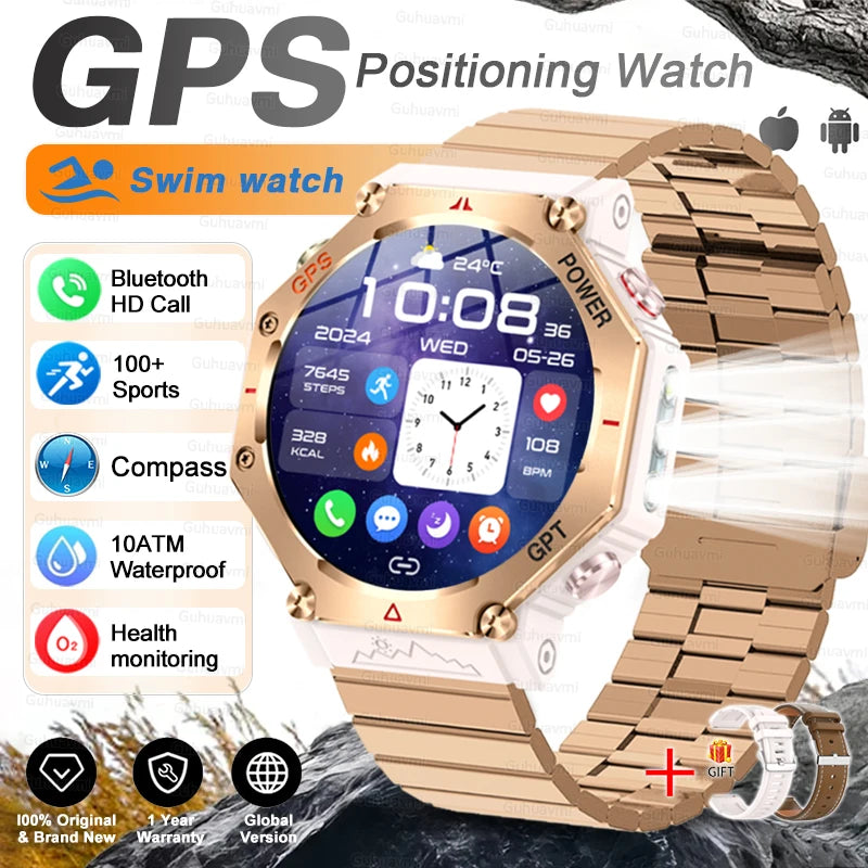 Smartwatch Militar T-Rex 3 Ultra GPS – Tela AMOLED, Bússola & Prova D'Água 10ATM