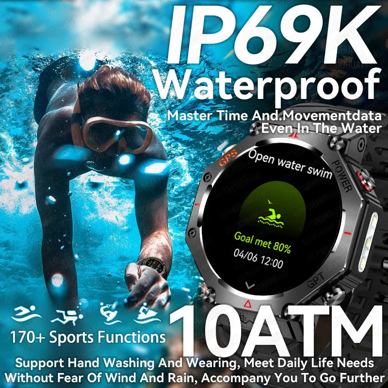 Smartwatch Militar T-Rex 3 Ultra GPS – Tela AMOLED, Bússola & Prova D'Água 10ATM