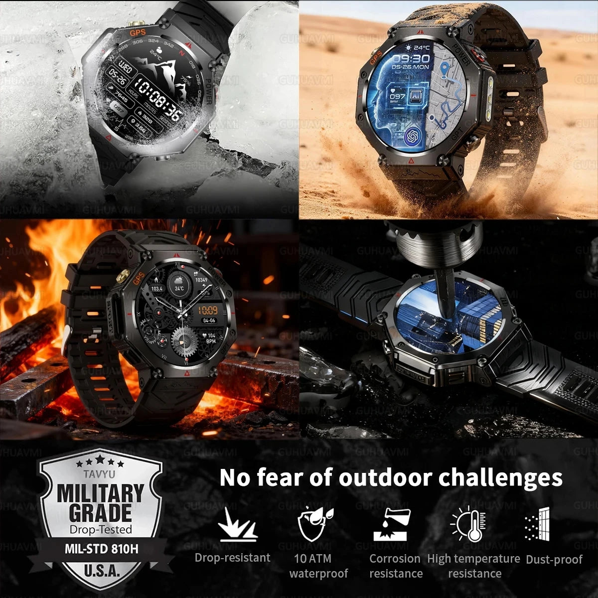 Smartwatch Militar T-Rex 3 Ultra GPS – Tela AMOLED, Bússola & Prova D'Água 10ATM