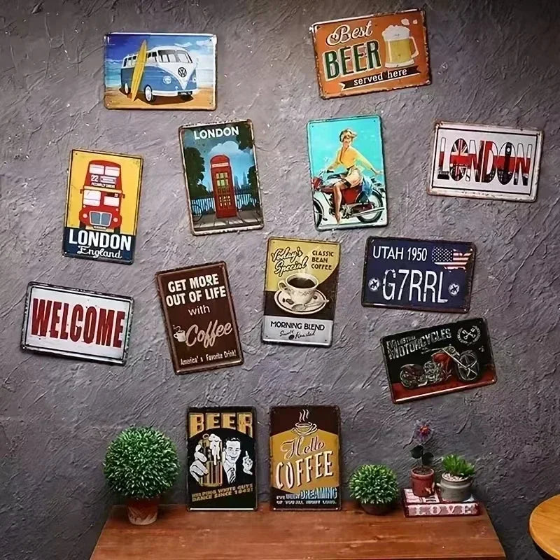 Placa Decorativa de Metal Vintage Alfabeto Fonético da Aviação (20x30cm)