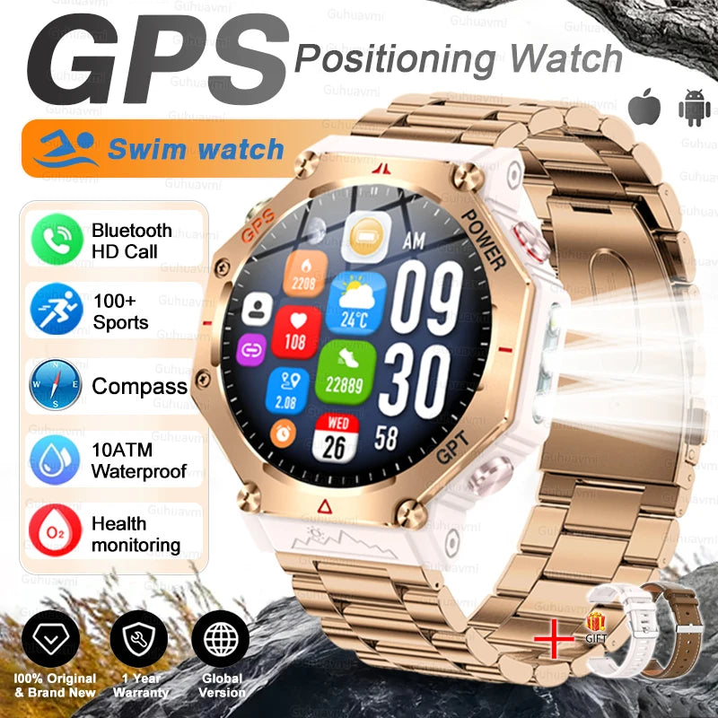 Smartwatch Militar T-Rex 3 Ultra GPS – Tela AMOLED, Bússola & Prova D'Água 10ATM