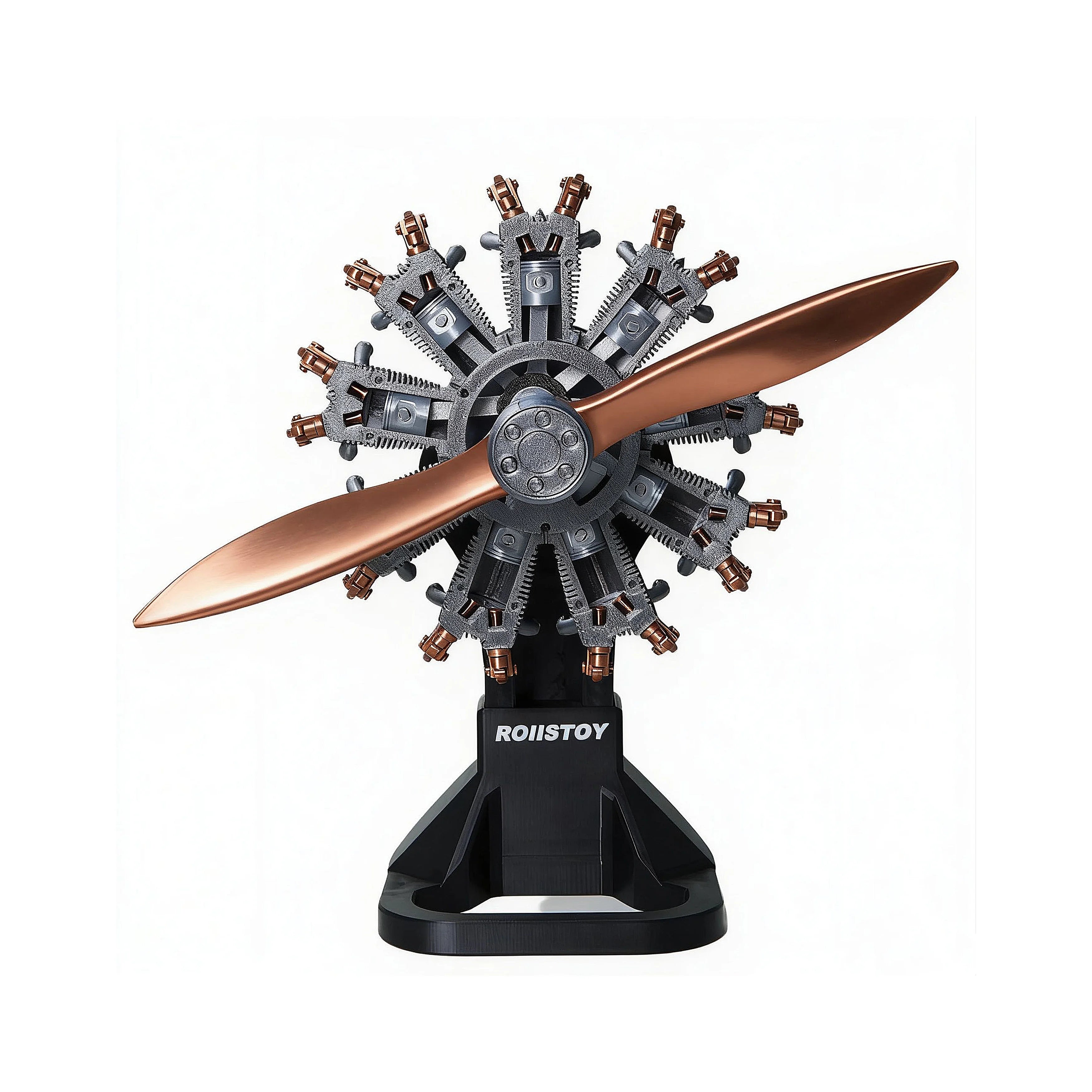 Modelo Motorizado de Motor Radial 9 Cilindros Vintage com Hélice