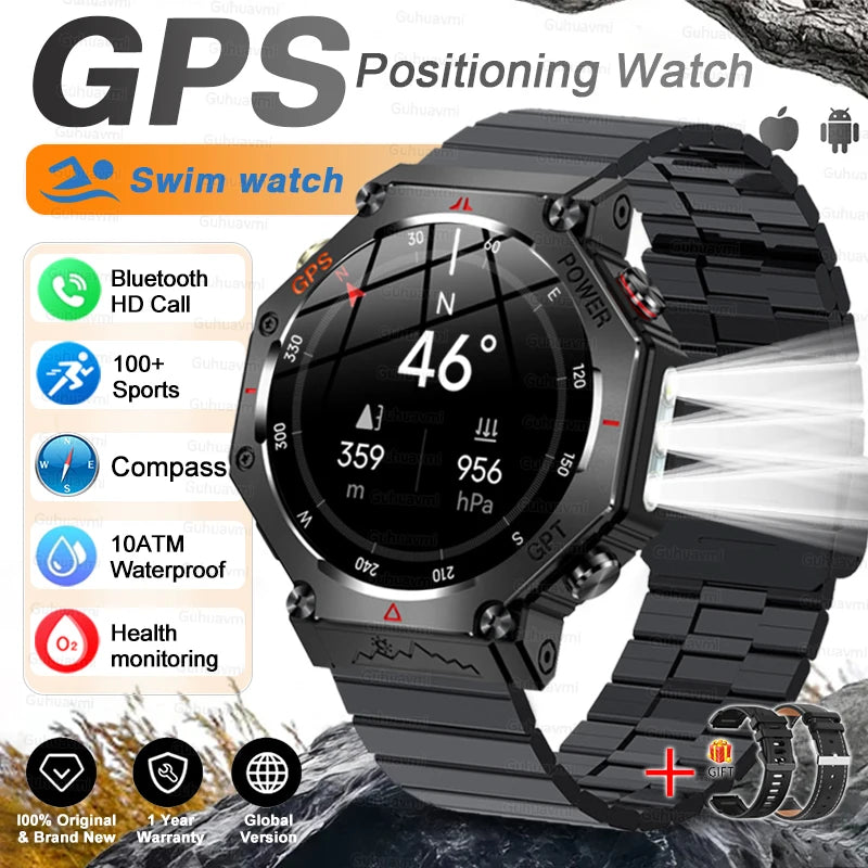 Smartwatch Militar T-Rex 3 Ultra GPS – Tela AMOLED, Bússola & Prova D'Água 10ATM
