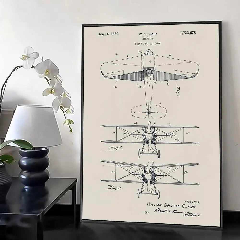 Poster Minimalista de Estrutura Aeronáutica Desenho Técnico Boeing