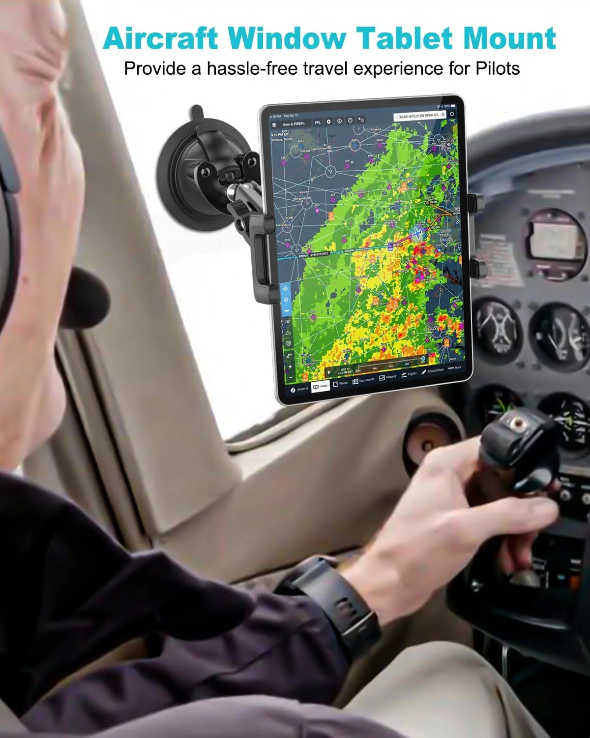Suporte de Tablet com Ventosa e Braço Articulado para Cabine de Aviação