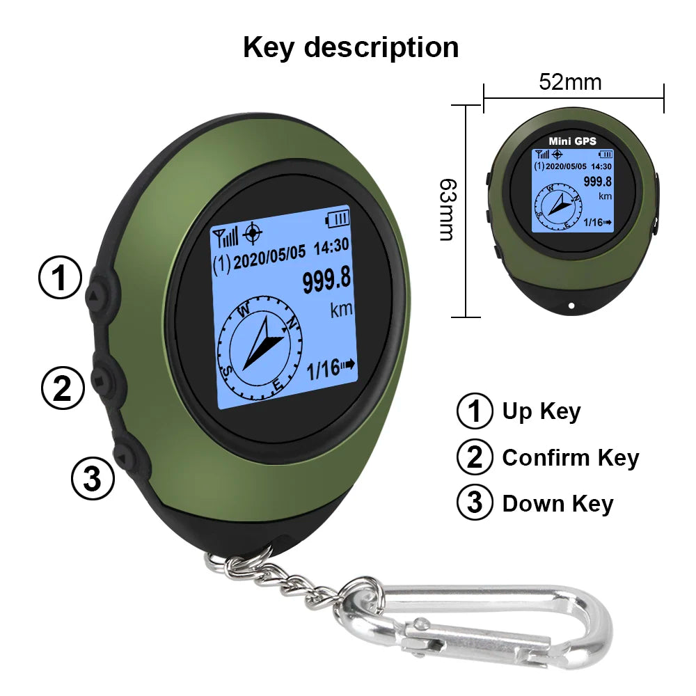 Mini GPS Portátil de Alta Precisão com Bússola e Altímetro
